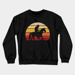 Cowboy Bigfoot Sasquatch Riding A Horse Vintage Sunset Country Crewneck Sweatshirt